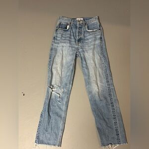 Re/Done Light Blue Distressed Straight Jeans
